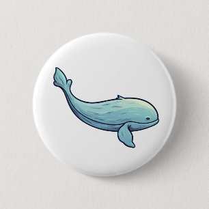 Cartoon whale illustration 2 inch round button