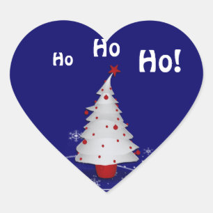 Cartoon White Christmas Tree Christmas Heart Sticker