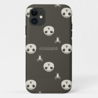 Cartoon White Skulls on Brown Embossed Text Effect