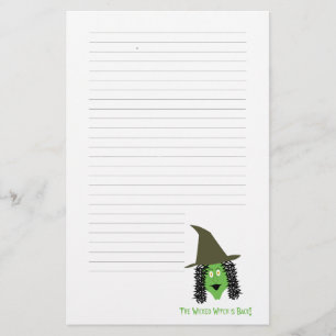 Cartoon wicked witch stationary: lined stationery