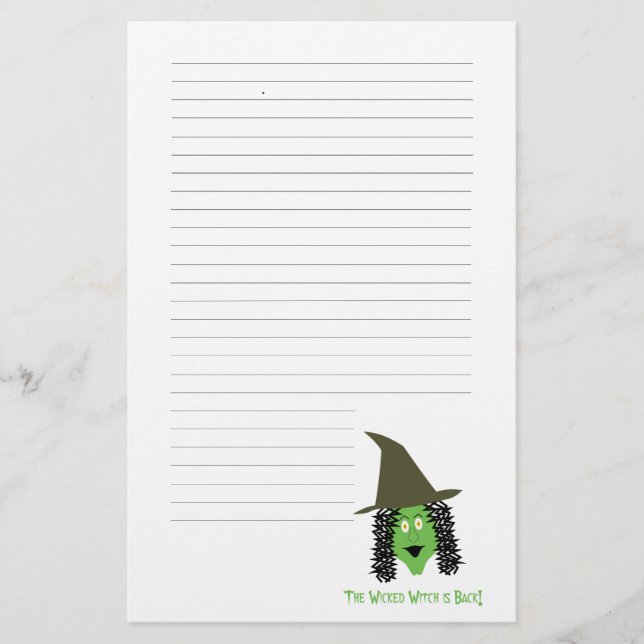 Cartoon wicked witch stationary: lined stationery (Front)