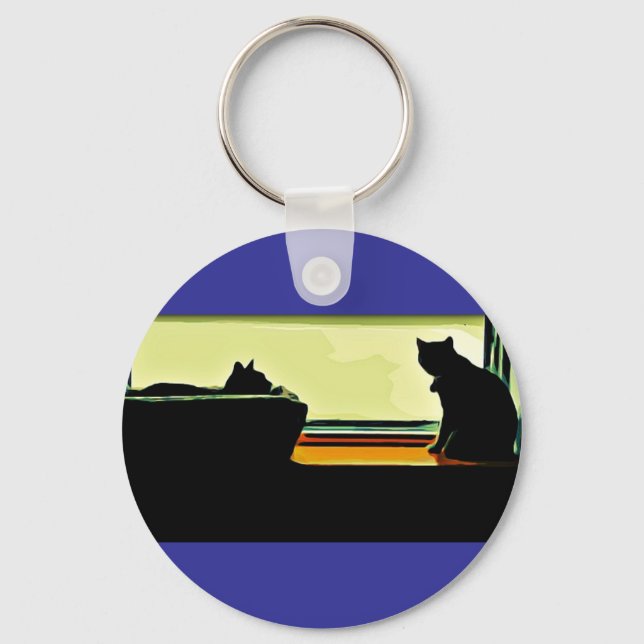 Cartoon Window Kitties Keychain (Front)
