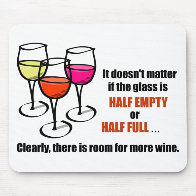Cartoon Wine Glasses Glass Half Empty Wine Humor Mouse Pad (Front)