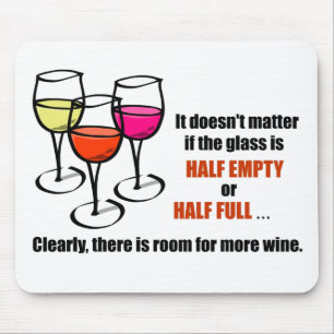 Cartoon Wine Glasses Glass Half Empty Wine Humor Mouse Pad