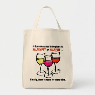 Cartoon Wine Glasses Glass Half Empty Wine Humor Tote Bag