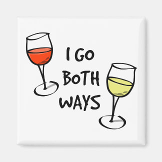 Cartoon Wine Glasses I Go Both Ways Funny Magnet
