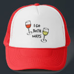 Cartoon Wine Glasses I Go Both Ways Funny Trucker Hat<br><div class="desc">Attention wine lovers. Do you prefer white wine,  red wine,  or do you go both ways? A pair of cartoon wine glasses make the bold statement,  I go both ways. This wine humour design is suitable for white and light-coloured backgrounds.</div>