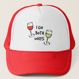 Cartoon Wine Glasses I Go Both Ways Funny Trucker Hat