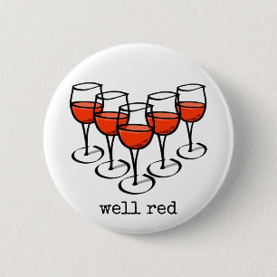 Cartoon Wine Glasses Well Red Winery Humour 2 Inch Round Button