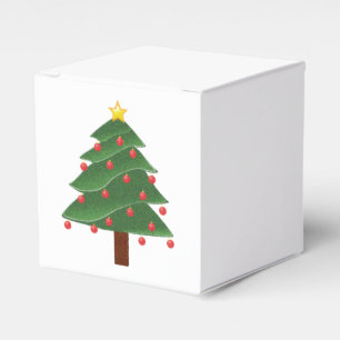 Cartoon Winter Christmas Tree with Ornaments  Favor Box