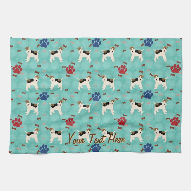 Cartoon Wire Fox Terrier Kitchen Towel (Horizontal)