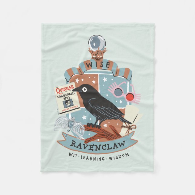 Cartoon Wise Ravenclaw Crest Fleece Blanket (Front)