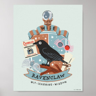 Cartoon Wise Ravenclaw Crest Poster