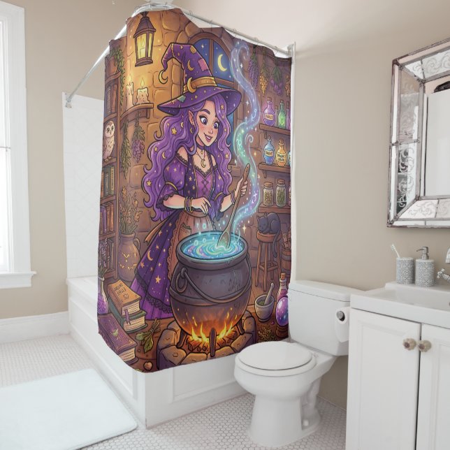 Cartoon Witch Making Love Potion (In Situ)