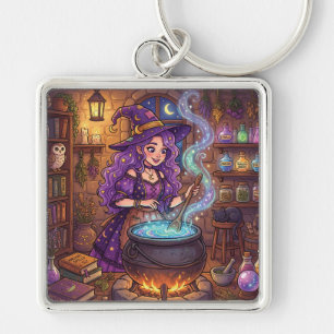 Cartoon Witch Making Love Potion Keychain