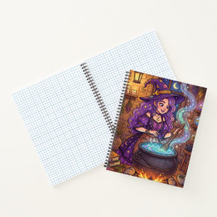 Cartoon Witch Making Love Potion Notebook