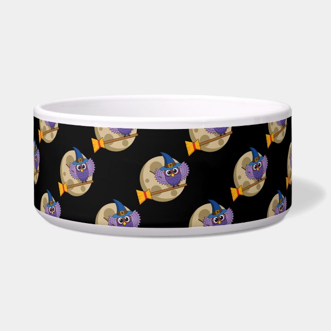 Cartoon Wizard Owl Flying on Broom Pattern (Front)