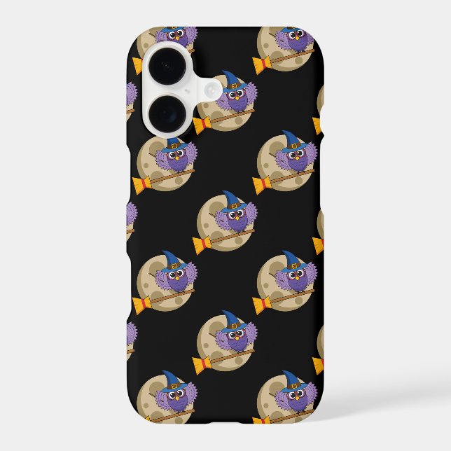 Cartoon Wizard Owl Flying on Broom Pattern (Back)