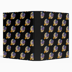 Cartoon Wizard Owl Flying on Broom Pattern Binder