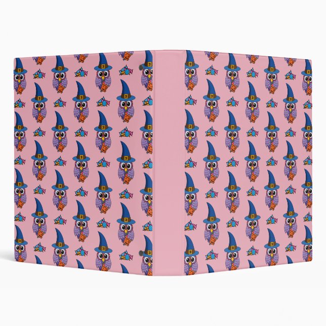 Cartoon Wizard Owl Pattern Binder (Background)