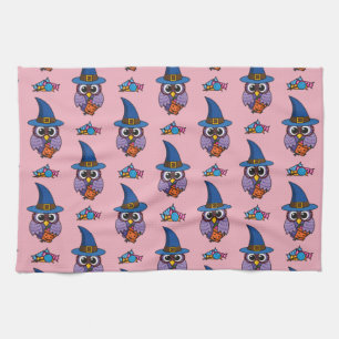 Cartoon Wizard Owl Pattern Kitchen Towel