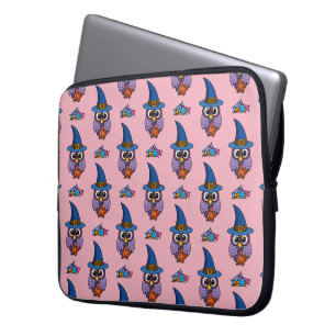 Cartoon Wizard Owl Pattern Laptop Sleeve