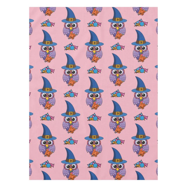Cartoon Wizard Owl Pattern Tablecloth (Front)