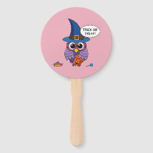 Cartoon Wizard Owl - Trick or Treat Hand Fan