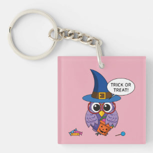 Cartoon Wizard Owl - Trick or Treat Keychain