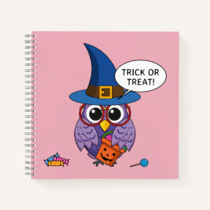 Cartoon Wizard Owl - Trick or Treat Notebook