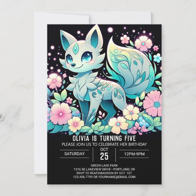 Cartoon Wolf Digital Birthday Invitation (Front)