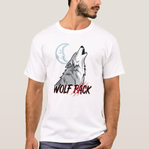 Cartoon Wolf Howling Moon "WOLF PACK" Motorcycle T-Shirt