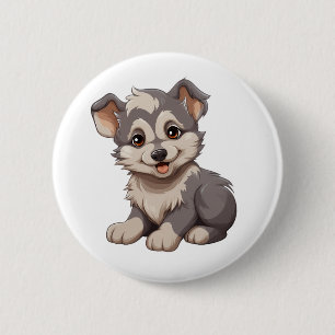 Cartoon wolf illustration 2 inch round button