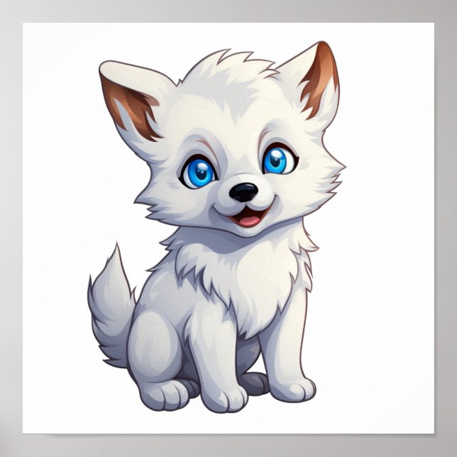 Cartoon wolf illustration poster (Front)