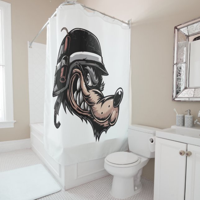 Cartoon wolf with a dynamite on his German helmet (In Situ)