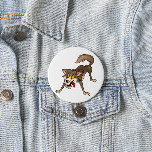 Cartoon Wolf with Goofy Expression 3 Inch Round Button