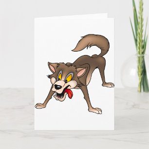 Cartoon Wolf with Goofy Expression Card