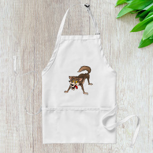 Cartoon Wolf with Goofy Expression Standard Apron