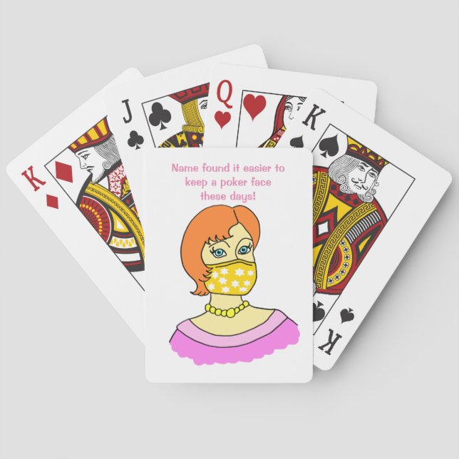 Cartoon Woman Face Mask Funny Playing Cards (Back)