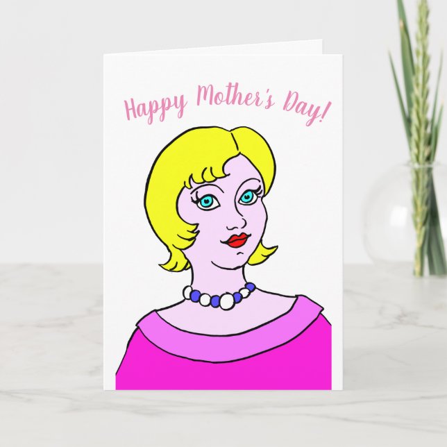 Cartoon Woman Mother's Day Card (Front)