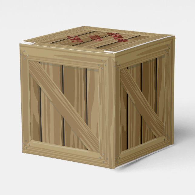 Cartoon Wood Crate Favor Box (Front Side)