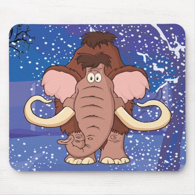 Cartoon Woolly Mammoth Mouse Pad (Front)