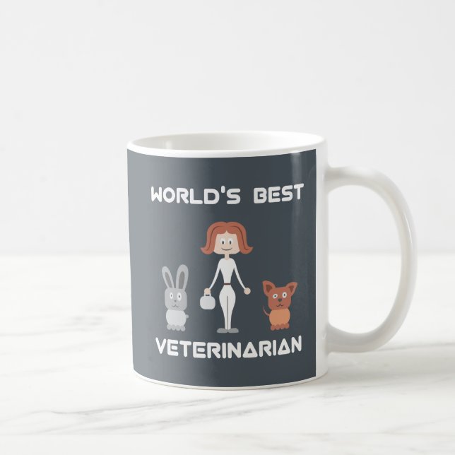 Cartoon World's Best Female Veterinarian Coffee Mug (Right)