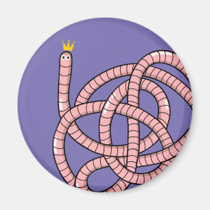 Cartoon worm in crown magnet
