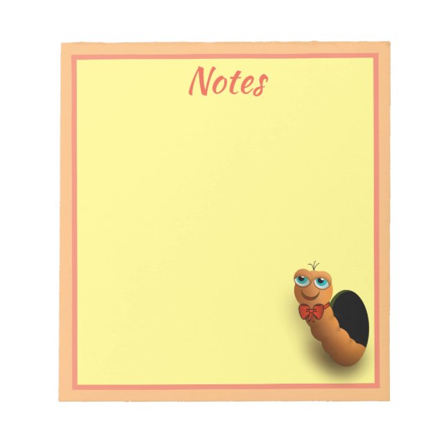 Cartoon Worm Personalized Notepad (Front)
