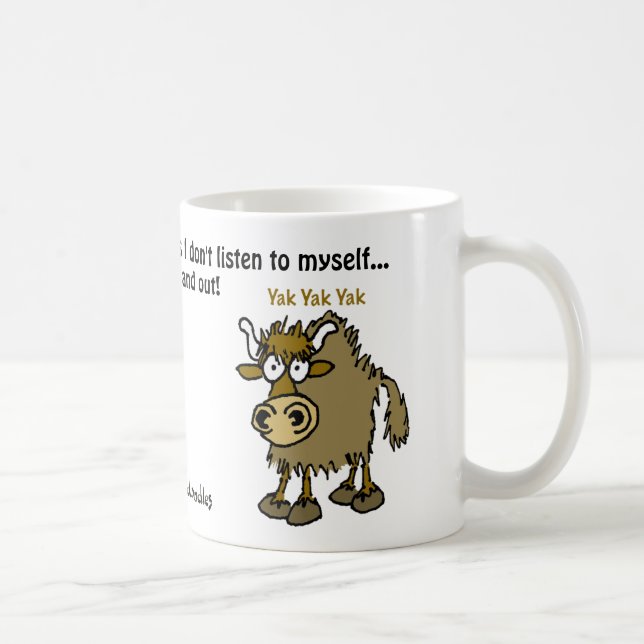 Cartoon yak. Talking too much. Coffee Mug (Right)