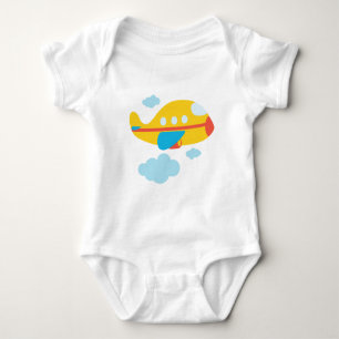 Cartoon Yellow Airplane Baby Bodysuit