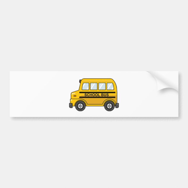 Cartoon Yellow and Black School Bus Bumper Sticker (Front)