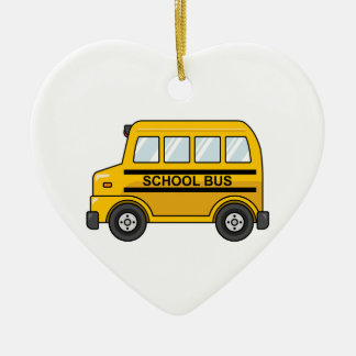 Cartoon Yellow and Black School Bus Ceramic Ornament