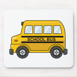 Cartoon Yellow and Black School Bus Mouse Pad